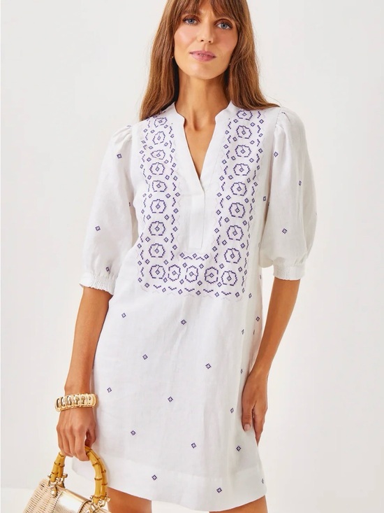 Lilly Pulitzer Dresses & Skirts - Lilly Pulitzer Women’s Mialeigh Embroidered Linen Shift Dress